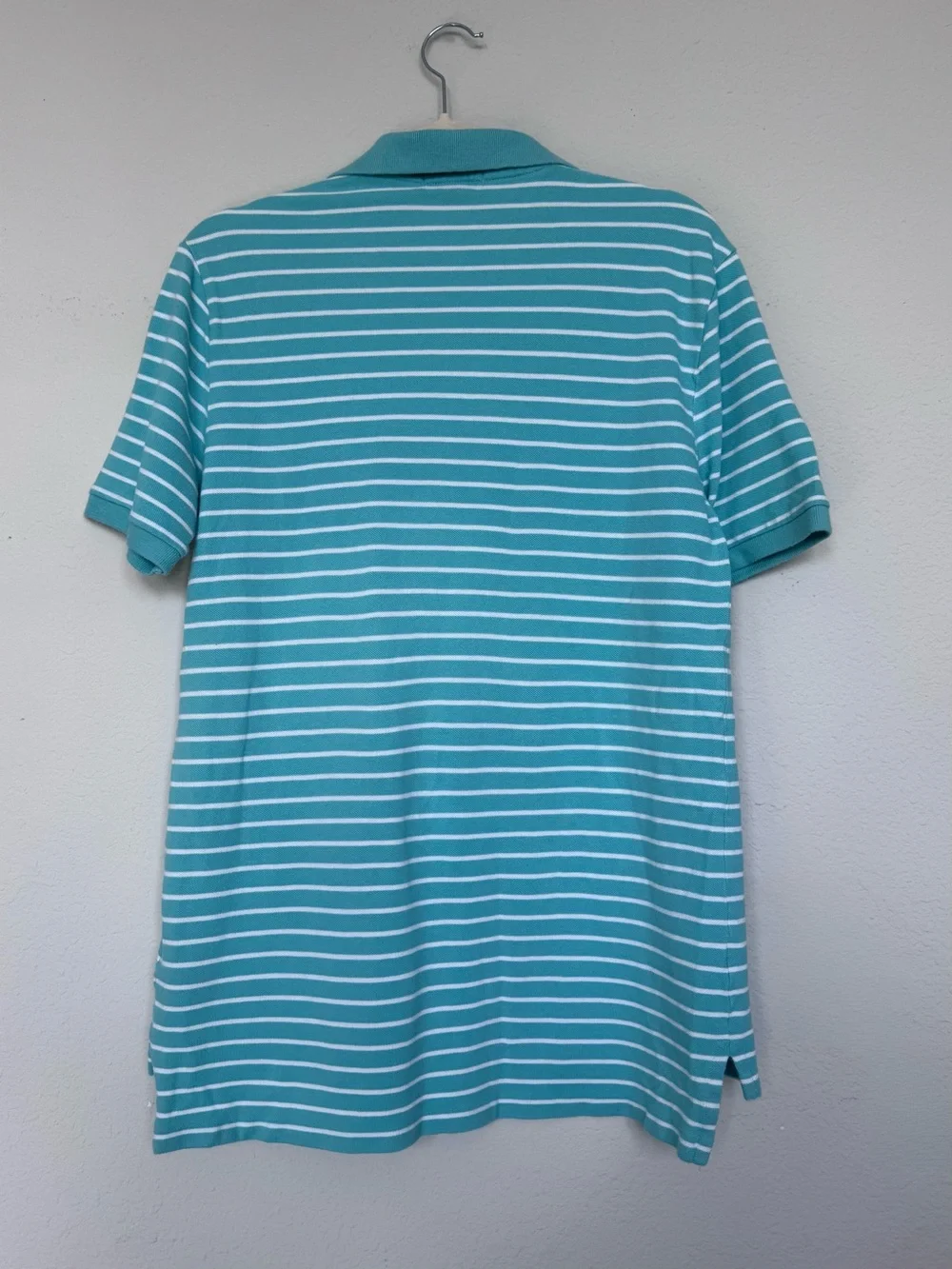 Vintage Y2K Polo Ralph Lauren Striped Polo Shirt - Aqua/Turquoise
